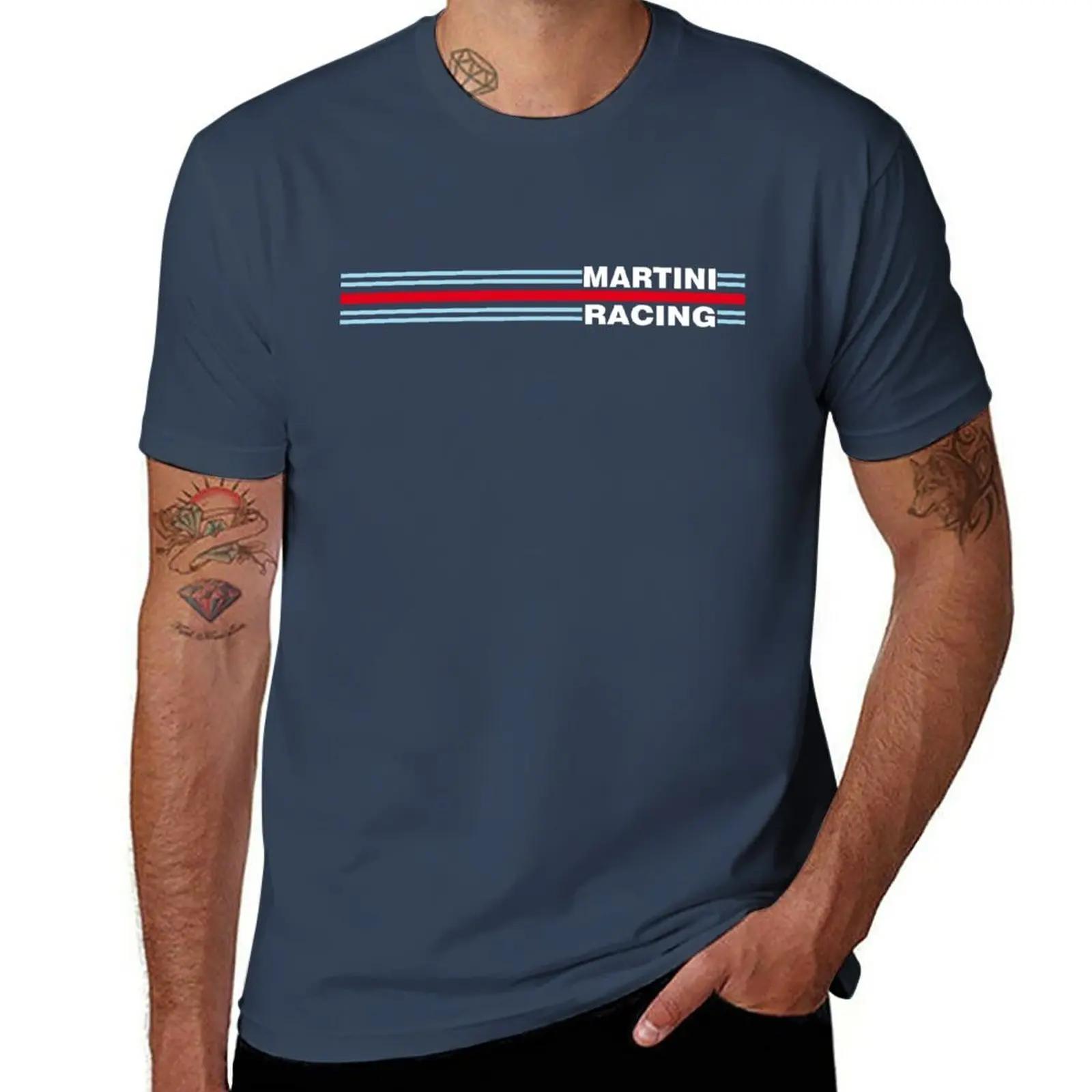 남성용 마티니 레이싱 스트라이프 티셔츠, 짧은 블랙 티셔츠